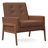 Henley Chair, Poly, Ludlow Leather, Gray Smoke, Walnut