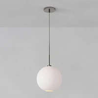 Sculptural Pendant Antique Brass Clear Glass Globe  6.5"