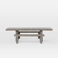 Outdoor Dining Set: Portside 76.5 - 106 Expandable Rectangle Table, Weathered Gray + Bench, 66",