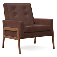 Henley Chair, Poly, Ludlow Leather, Gray Smoke, Walnut