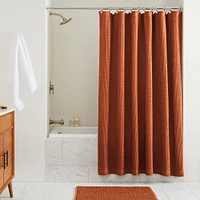 Plush Waffle Shower Curtain, White, 72"x74"