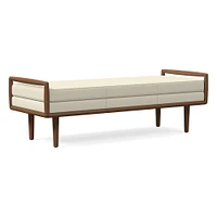 Nico Ottoman, Poly, Ludlow Leather, Gray Smoke, Walnut
