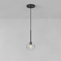 Sculptural Pendant Antique Brass Clear Glass Globe  6.5"