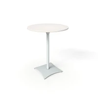 Simii Scene Table With Pilot Holes, Round, Frost, Gallery Teak, 30"Dx29"H