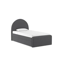 Elora Arched Upholstered Trundle, Twin, Performance Yarn Dyed Linen Weave, Alabaster