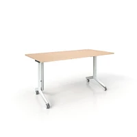 Simii Wake Flip Nest Fixed Table With Casters, Rectangle, Charcoal, Gallery Teak, 24X48