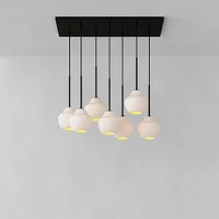 Sculptural 7 Light Chandelier Antique Brass Champagne Ribbed  7.5"