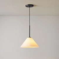 Sculptural Pendant Antique Brass Clear Glass Cone  (8")