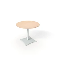 Simii Scene Table With Pilot Holes, Round, Frost, Gallery Teak, 30"Dx29"H
