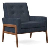 Henley Chair, Poly, Ludlow Leather, Gray Smoke, Walnut