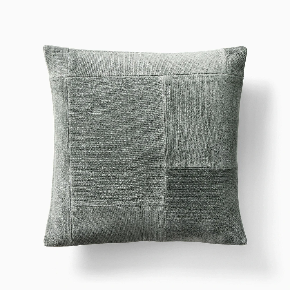 Patchwork Chenille Pillow Cover, 20x20, Sand