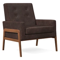 Henley Chair, Poly, Ludlow Leather, Gray Smoke, Walnut
