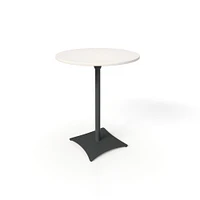 Simii Scene Table With Pilot Holes, Round, Frost, Gallery Teak, 30"Dx29"H