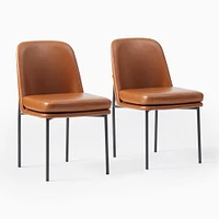 Jack Metal Frame Dining Chair, Vegan Leather, Snow, Dark Bronze