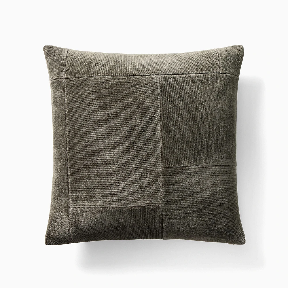 Patchwork Chenille Pillow Cover, 20x20, Sand