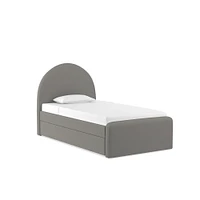 Elora Arched Upholstered Trundle, Twin, Performance Yarn Dyed Linen Weave, Alabaster