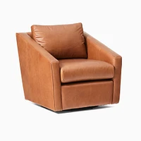 Tessa Swivel Chair, Poly, Saddle Leather, Nut, Concealed Support