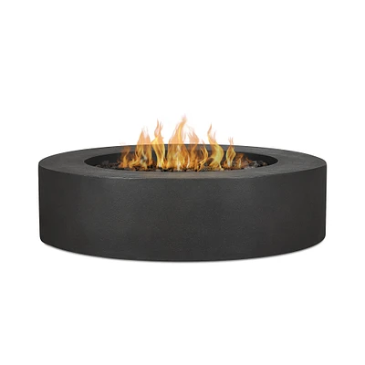 Concrete Low Round Fire Table, 43", Carbon