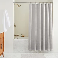 Plush Waffle Shower Curtain, White, 72"x74"