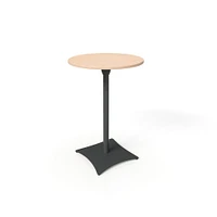 Simii Scene Table With Pilot Holes, Round, Frost, Gallery Teak, 30"Dx29"H