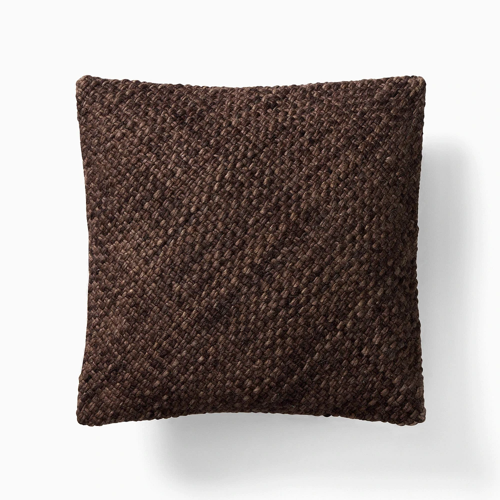 Heathered Basket Weave Wool PC 20x20, Chocolate
