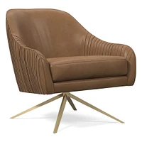 Roar & Rabbit Swivel Chair, Poly, Saddle Leather, Nut, Antique Brass