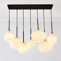Sculptural 7 Light Chandelier Antique Brass Champagne Ribbed  7.5"