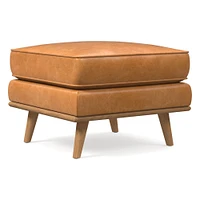 Zander Ottoman, Down Blend, Ludlow Leather, Gray Smoke, Almond