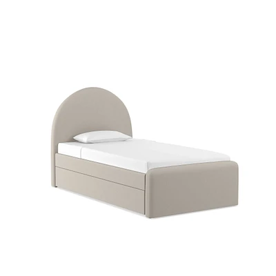 Elora Arched Upholstered Trundle, Twin, Performance Yarn Dyed Linen Weave, Alabaster