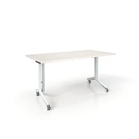 Simii Wake Flip Nest Fixed Table With Casters, Rectangle, Charcoal, Gallery Teak, 24X48
