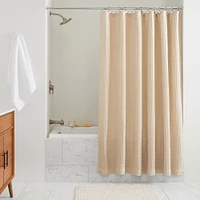 Plush Waffle Shower Curtain, White, 72"x74"