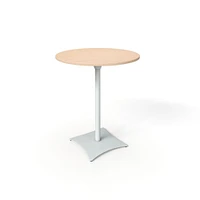 Simii Scene Table With Pilot Holes, Round, Frost, Gallery Teak, 30"Dx29"H