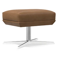Austin Swivel Ottoman, Poly, Saddle Leather, Nut, Dark Bronze