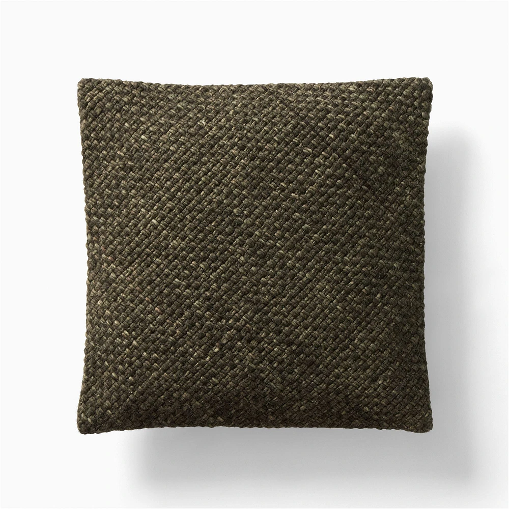 Heathered Basket Weave Wool PC 20x20, Chocolate