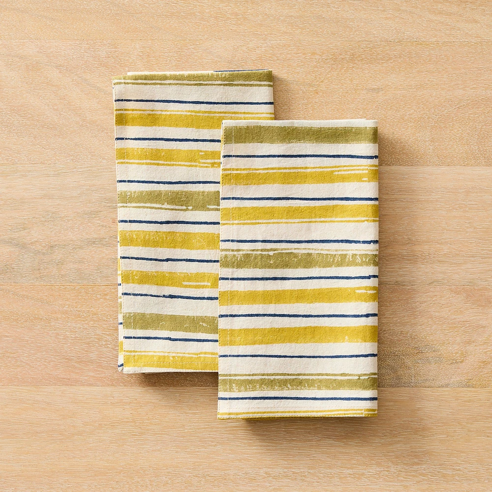 Ruhi Block-printed Cotton Table Napkin, Set of , Khaki