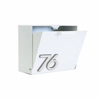 Cubby Wall Mounted Mailbox with Magnetic Wasatch House Numbers, White/Brass