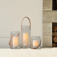 Landon Glass and Leather Lantern, Small