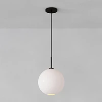 Sculptural Pendant Antique Brass Clear Glass Globe  6.5"