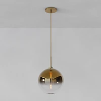 Sculptural Pendant Antique Brass Clear Glass Globe  6.5"