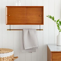 Mid-Century Bathroom Storage Cabinet, Acorn & Antique Brass