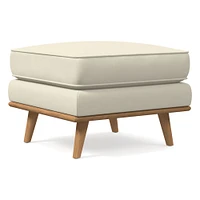 Zander Ottoman, Down Blend, Ludlow Leather, Gray Smoke, Almond