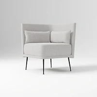 Modern Banquette Armless Bench, Yarn Dyed Linen Weave Oatmeal, Dark Bronze