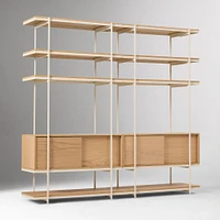 Pierce 42" Narrow Storage Shelf Unit, Blonde/Black
