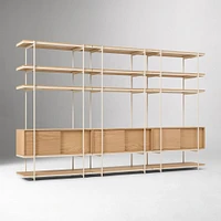 Pierce 42" Narrow Storage Shelf Unit, Blonde/Black