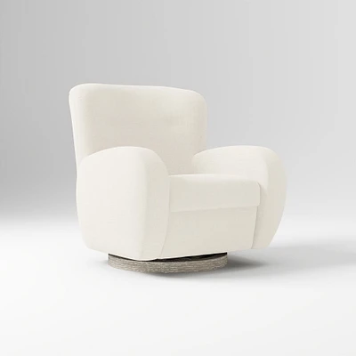 Kids Altuzarra Swivel Glider, Performance Yarn Dyed Linen Weave Alabaster, Heritage Fog