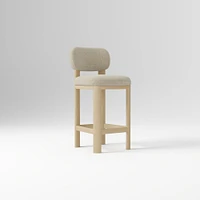 Anton Bar Stool, Yarn Dyed Linen Weave Alabaster, Burnt Wax