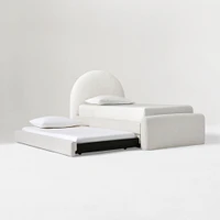 Elora Arched Upholstered Trundle, Twin, Performance Yarn Dyed Linen Weave, Alabaster