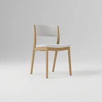 Marcus Samuelsson Dining Chair, Yarn Dyed Linen Weave Alabaster, Blonde