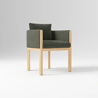 Tallulah Dining Chair W/ Arm, Yarn Dyed Linen Weave Alabaster, Blonde