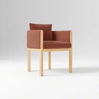 Tallulah Dining Chair W/ Arm, Yarn Dyed Linen Weave Alabaster, Blonde